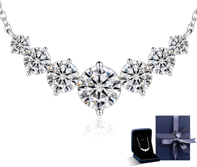 Moissanite Necklace for Women, 1.7-7.6 Carat Heart Necklace Engraved 'I LOVE YOU' Gift for Wife, Wedding Anniversary Birthday Gifts for Women, Jewelry Gifts for Her Wife Mom Girlfriend Lady