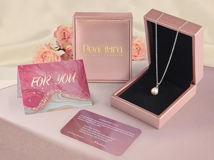 Gifts For Wife Wedding Anniversary - mothers day gifts for wife - AAA+ Real Pearl Necklaces For Women (18k Gold Platting 925 Sterling Silver) mothers necklace ideas Birthday Freshwater Pearl Necklace