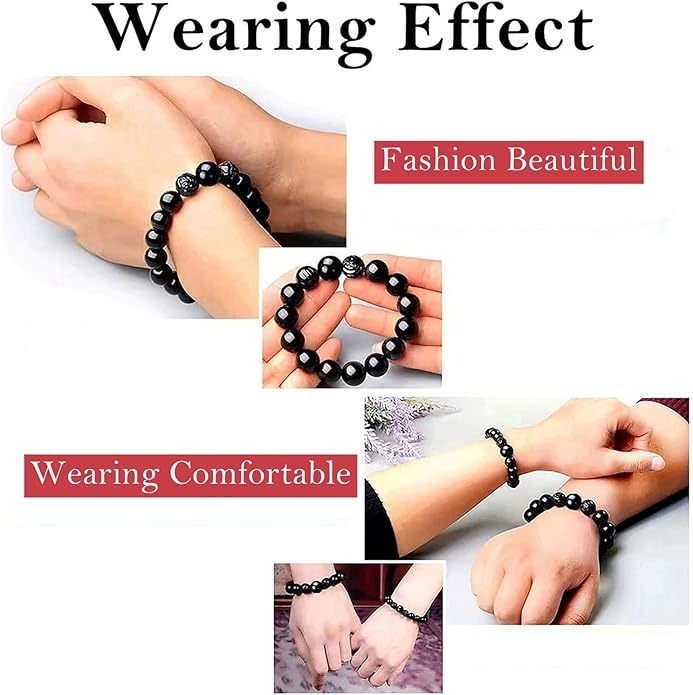 Black Obsidian Bracelet,Feng Shui Black Obsidian Wealth Bracelet for Women Men Couples Handmade Stretch Obsidian Bracelet Bangle with Carved Pixiu Tiger Eye Stone Attract Wealth Money and Good Luck