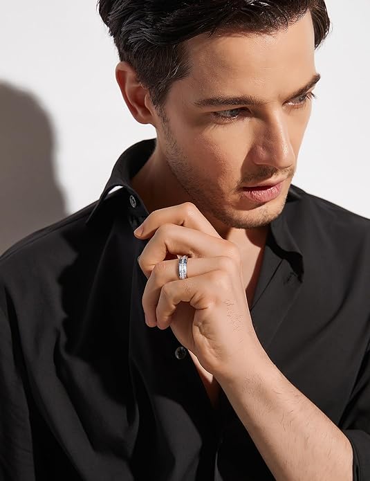 Greenpod 6mm 8mm Tungsten Carbide Rings for Men Silver/Gold Cubic Zirconia Eternity Wedding Band Women High Polish Comfort Fit Size 6-13