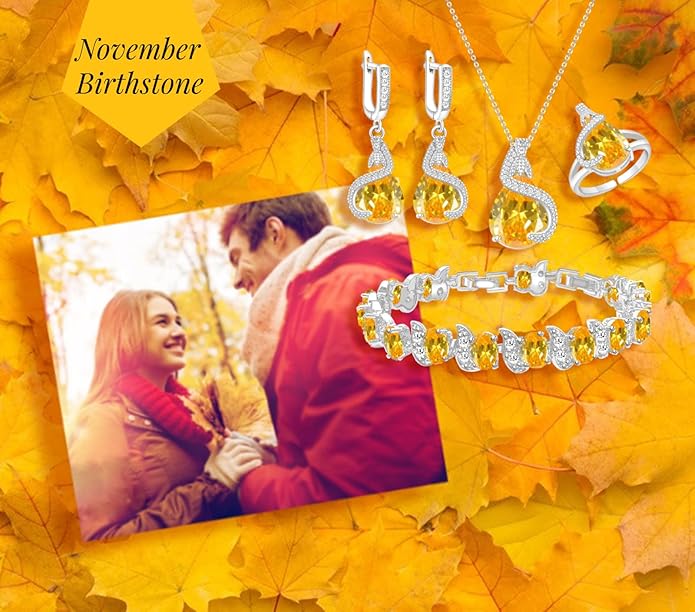 GZWHD Jewelry Set for Women Water Drop Cubic Zirconia Artificial Crystal Earrings Pendant Necklace Open Ring Tennis Bracelet Wedding Anniversary Birthday Engagement Gift for Bridesmaid Wife Girlfriend Friend