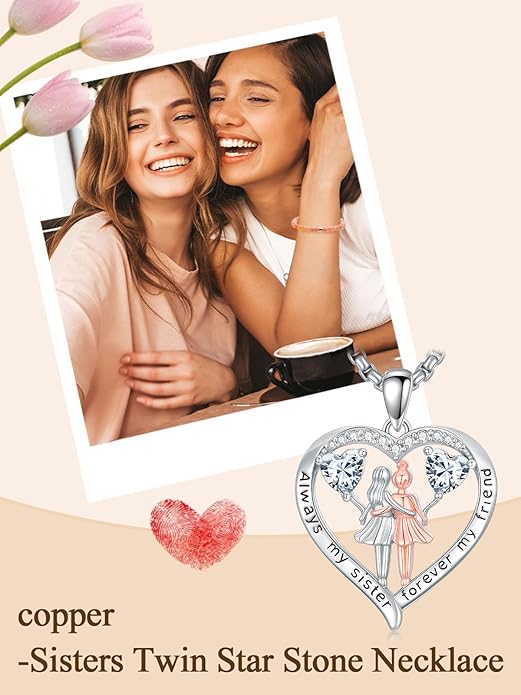 Always My Sister Forever My Friend Birthstone Pendant Necklace Women Jewelry Christmas Valentine Mothers Day Birthday Gifts for Women Sister From Sister