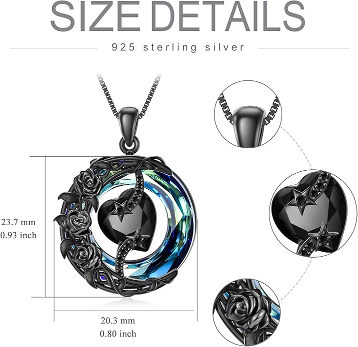 TOUPOP Birthstone Necklace 925 Sterling Silver Moon and Star Pendant with Blue Crystal Celtic Moon Jewelry Birthday Christmas Gifts for Women Mom Wife Her Daughter