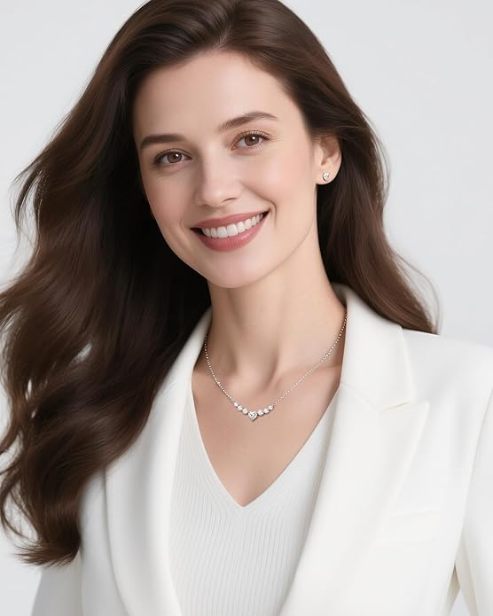 Moissanite Necklace for Women, 1.7-7.6 Carat Heart Necklace Engraved 'I LOVE YOU' Gift for Wife, Wedding Anniversary Birthday Gifts for Women, Jewelry Gifts for Her Wife Mom Girlfriend Lady