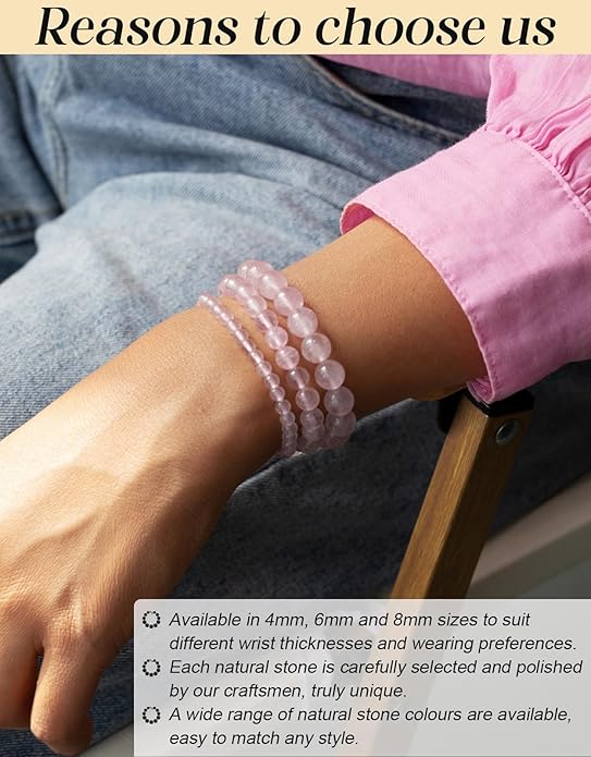 Handmade Natural Stone Beaded Stretch Bracelets,Healing Crystals Protection Bracelet,Spiritual Jewelry Gifts for Women & Men,Replacement Beads Included