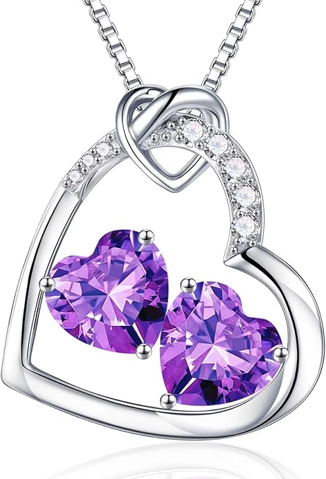 Iefil Birthstone Necklace for Women - 925 Sterling Silver Birthstone Necklace, Anniversary Birthday Gifts for Women Wife Girlfriend, Jewelry for Mom Daughter