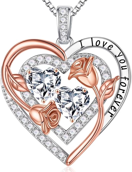 Iefil Birthstone Necklace for Women - Sterling Silver Birthstone Necklace Anniversary Birthday Gifts for Her Wife Mom Daughter