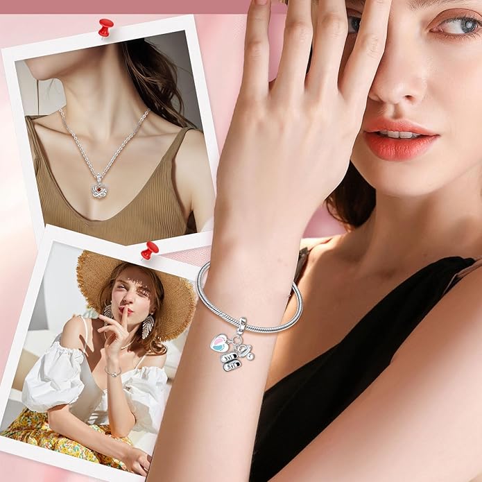 Annmors Charms for Bracelets Family Animal Safety Chains Nature Dangle for Women Bracelets & Necklace Pendant