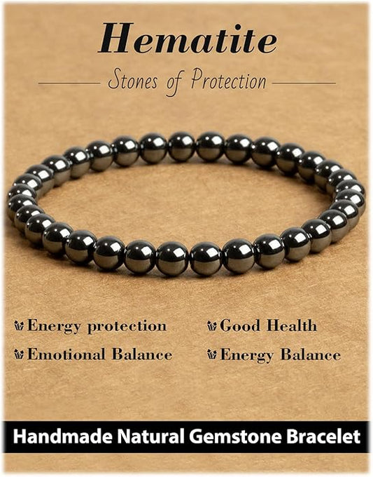 Handmade Natural Stone Beaded Stretch Bracelets,Healing Crystals Protection Bracelet,Spiritual Jewelry Gifts for Women & Men,Replacement Beads Included