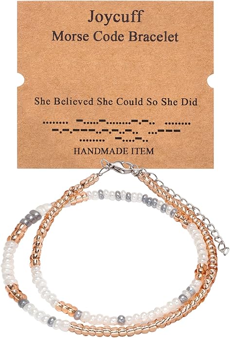 Birthday Gifts for Women Layered Morse Code Bracelets for Mom Aunt Friends Wife Her Beaded Strand Bracelet