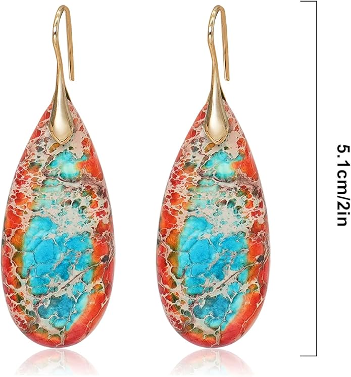 Natural Stone Earrings Waterdrop Stone Dangle Earrings for Women