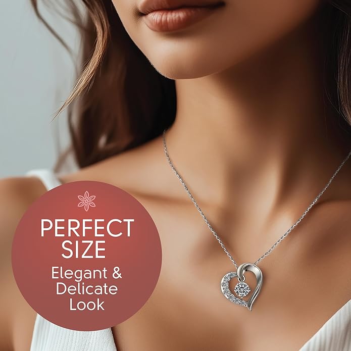 Sterling Silver Moissanite Pendant Necklace, 0.3 CT Center Stone, Curved Design with Crystal Accents