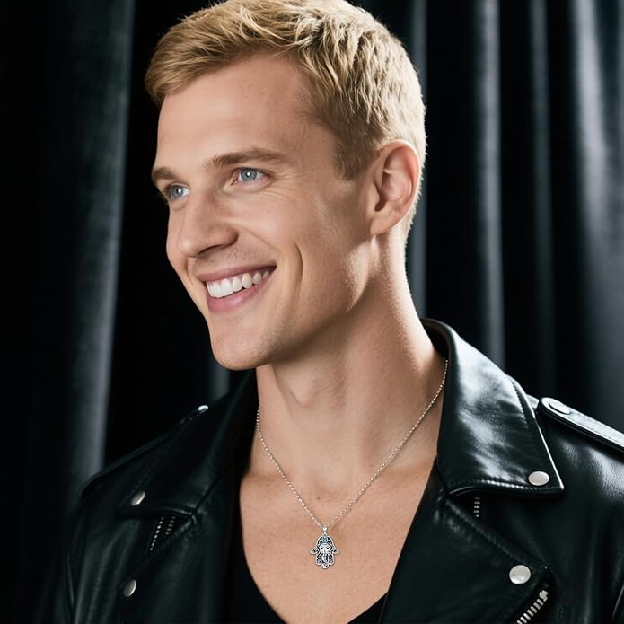 Hamsa Necklace 925 Sterling Silver Evil Eye/Lotus Flower/Star of David/Chai/Yin Yang Hamsa Hand Pendant Jewelry Hand of Fatima Gifts for Women