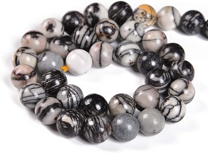 36pcs 10mm Natural Spider Web Jasper Gemstone Round Spacer Loose Stone Beads for Jewelry Making 15.5" 1 Strand (Spider Web Jasper, 10mm 36Beads)