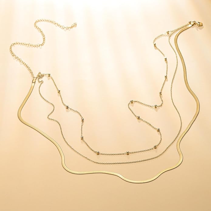 Turandoss 1-3PCS 18K Gold Plated Waist Chains for Women - Gold Layered Belly Body Chain for The Waist Adjustable Multilayer Sexy Bikini Waist Chain for Women Dainty Beach Waist Jewelry for Women