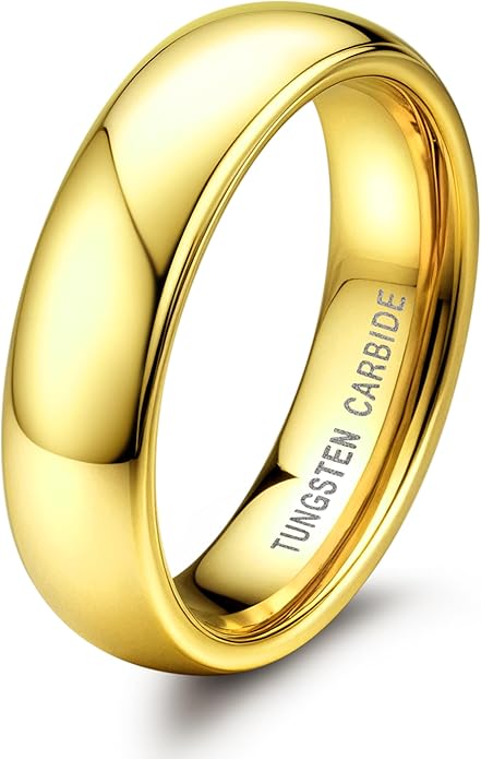 Jstyle 2mm 4mm 6mm 8mm Tungsten Rings for Men Women Hypoallergenic Wedding Band Rings Gold/Silver Domed High Polish Comfort Fit Size 6-12 Not Tarnished