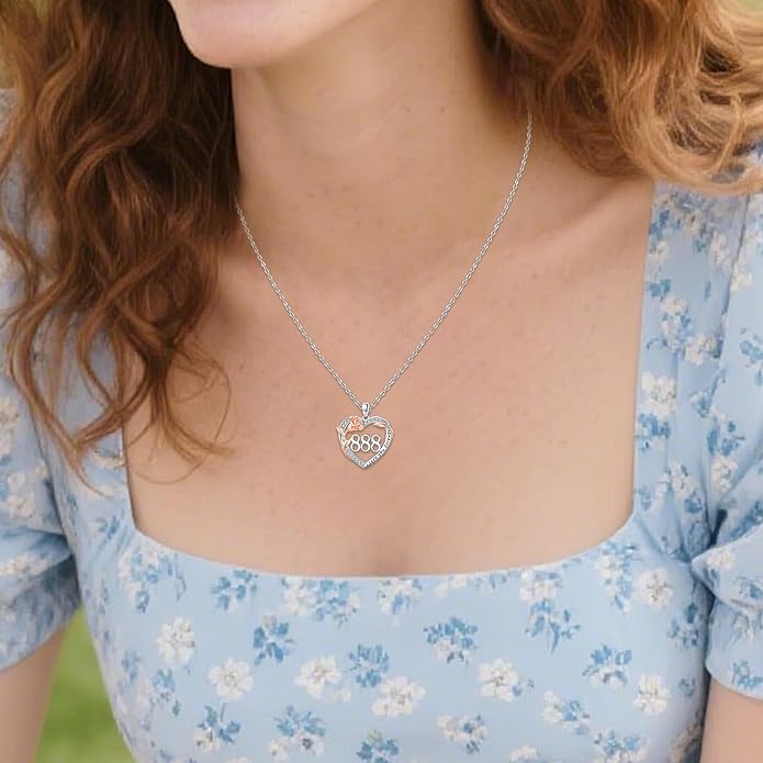Number Necklace for Women 925 Sterling Silver Rose Angel Numbers Necklace Jewelry Birthday Gift for Grandma Mother