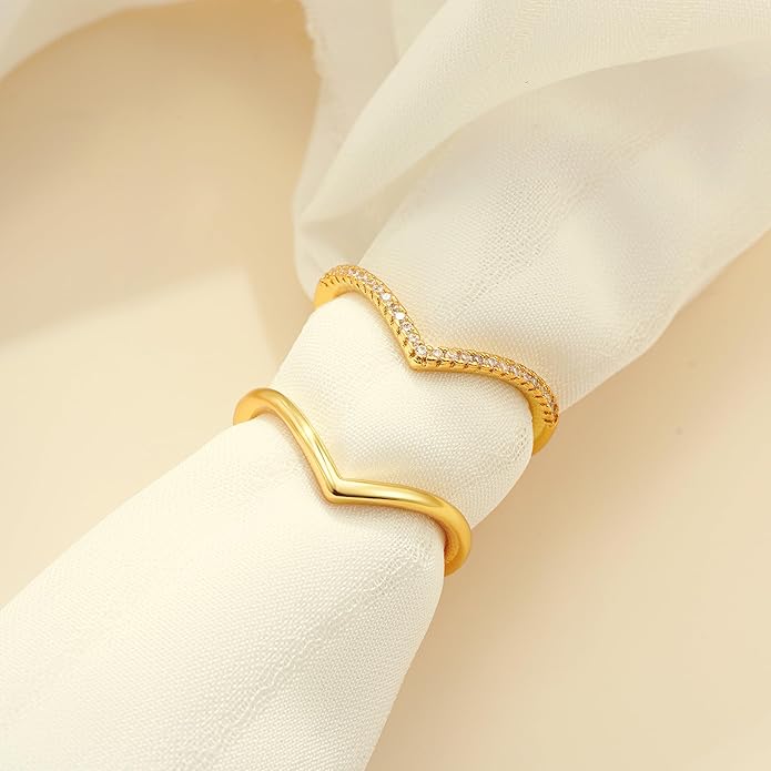 Stackable Gold Rings for Women Non Tarnish,Dainty 14k Gold Plated Stackable Rings Trendy Cubic Zirconia Thumb Ring Set Jewelry for Women