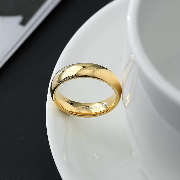 Jstyle 2mm 4mm 6mm 8mm Tungsten Rings for Men Women Hypoallergenic Wedding Band Rings Gold/Silver Domed High Polish Comfort Fit Size 6-12 Not Tarnished