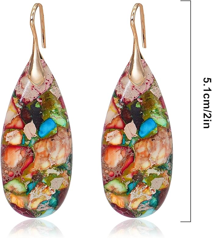 Natural Stone Earrings Waterdrop Stone Dangle Earrings for Women