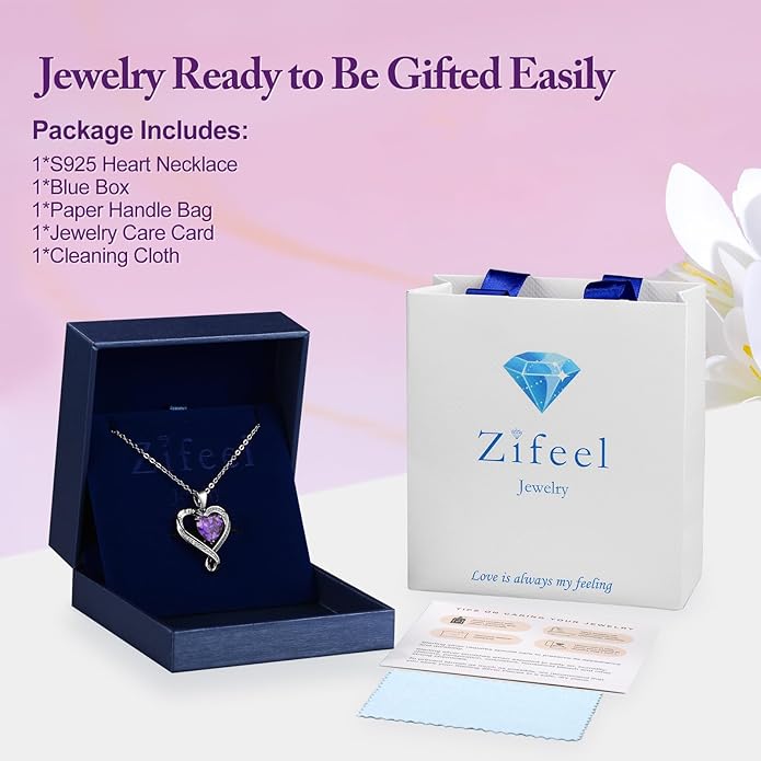 Birthday Gifts for Women Wife Infinity Heart Birthstone I Love You Necklace for Women S925 Sterling Silver Anniversary Wedding Gifts for Christmas Valentines Mothers Day Women's jewelry Diamond Pendant Necklaces Gift for Her Mom Daughter Grandma