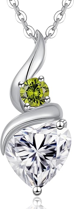 Moissanite Heart Pendant Necklaces for Women，925 Sterling Silver Gold Plating Necklace with Birthstone，Ideal Anniversary Present or Birthday Christmas Valentine Engagements Mothers Day Jewelry Gifts for Mom Wife Her Girlfriend