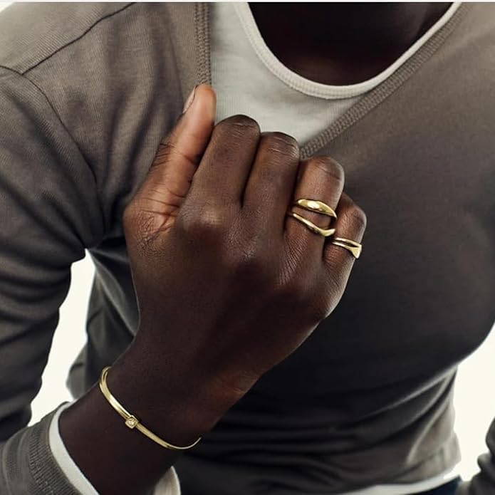 Hey Harper Gold Ring for Women - Gold Plated Stacking Waterproof & Sweatproof Jewerly Ring - Everday Non Tarnish Cute Fashion Circle Rings