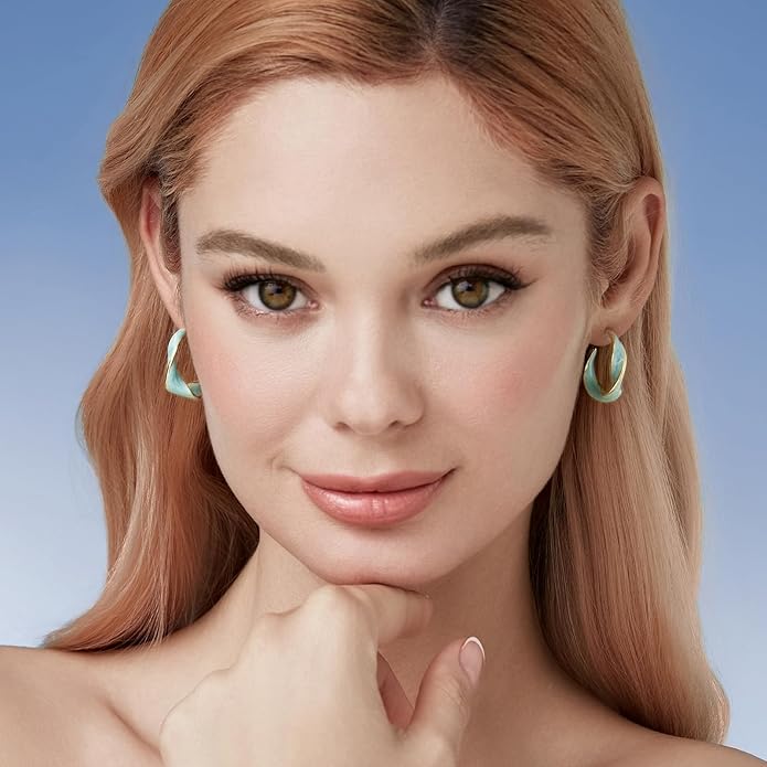 Cicy Bell Twisted Hoop Earrings for Women Alloy Vintage Enamel Oil Dripping 925 Sterling Silver Needle Round Huggie Earring Jewelry Gifts