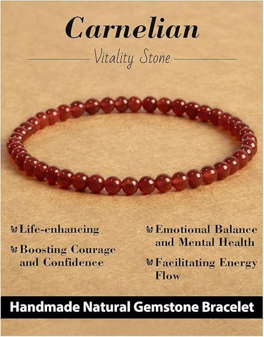 Handmade Natural Stone Beaded Stretch Bracelets,Healing Crystals Protection Bracelet,Spiritual Jewelry Gifts for Women & Men,Replacement Beads Included