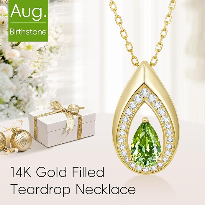 Kstyle 14K Gold Lab-Grown Moissanite/Emerald/Birthstone Pendant Necklaces for Women, Wife Girlfriend Daughter Mom Grandma Gifts, Dainty Birthday Jewelry for Her (925 Sterling Silver Base) Non Tarnish