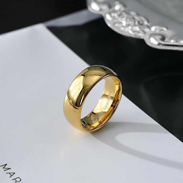 Jstyle 2mm 4mm 6mm 8mm Tungsten Rings for Men Women Hypoallergenic Wedding Band Rings Gold/Silver Domed High Polish Comfort Fit Size 6-12 Not Tarnished