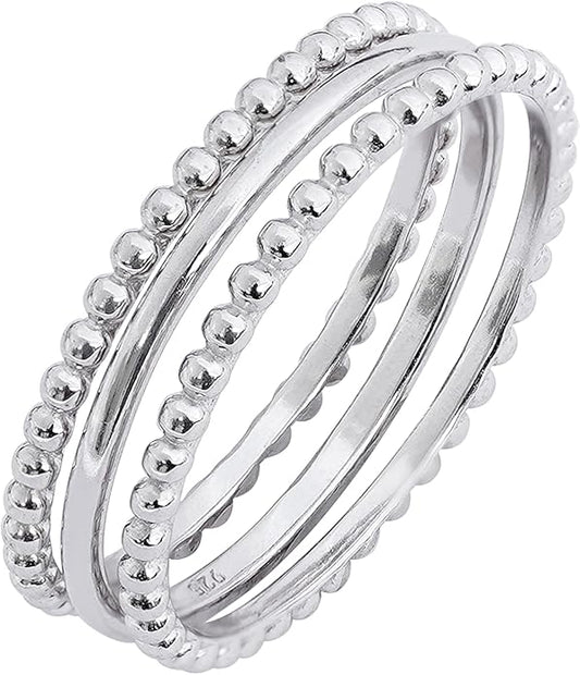Amazon Essentials 14K Gold or Rhodium Plated Sterling Silver Stacking Ring Set of 3