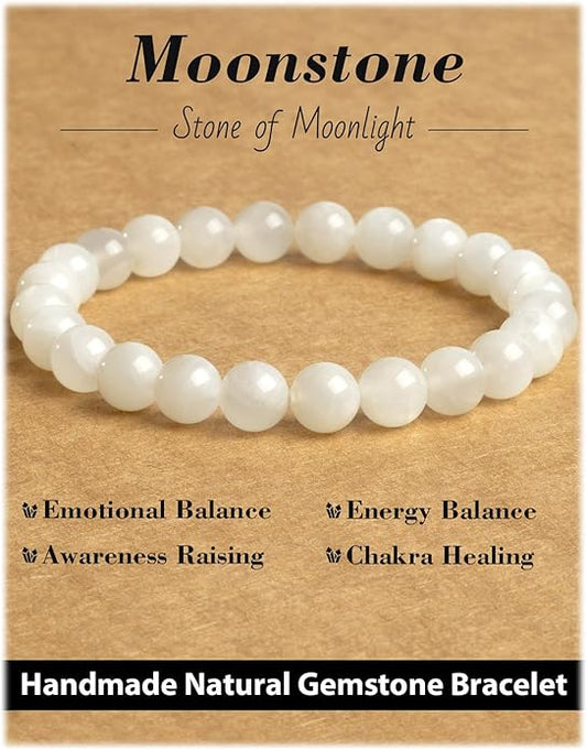 Handmade Natural Stone Beaded Stretch Bracelets,Healing Crystals Protection Bracelet,Spiritual Jewelry Gifts for Women & Men,Replacement Beads Included