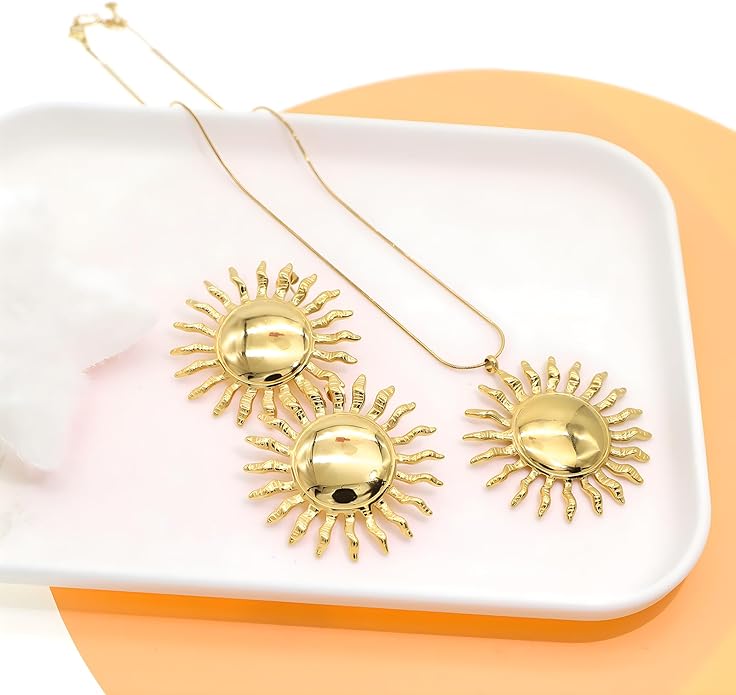 Chunky Retro Heart Necklace for Women Antique Layer Beach Ocean Moon Stars Western Boho Charm Necklaces Retro Link Chain Jewelry