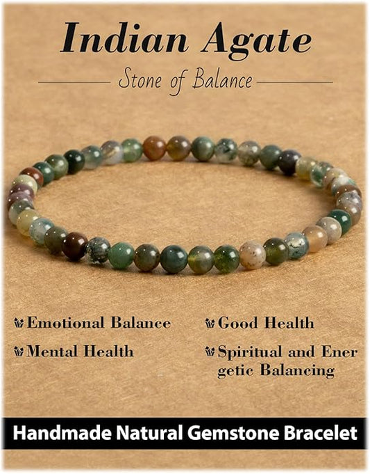 Handmade Natural Stone Beaded Stretch Bracelets,Healing Crystals Protection Bracelet,Spiritual Jewelry Gifts for Women & Men,Replacement Beads Included