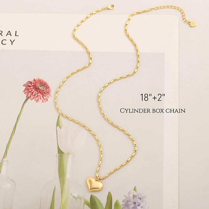 18k Gold Chain Link Necklace for Women, Baroque Pearl/Compass Pendant Necklace