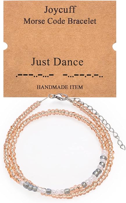 Birthday Gifts for Women Layered Morse Code Bracelets for Mom Aunt Friends Wife Her Beaded Strand Bracelet