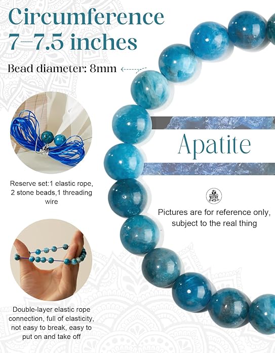 Handmade Natural Stone Beaded Stretch Bracelets,Healing Crystals Protection Bracelet,Spiritual Jewelry Gifts for Women & Men,Replacement Beads Included