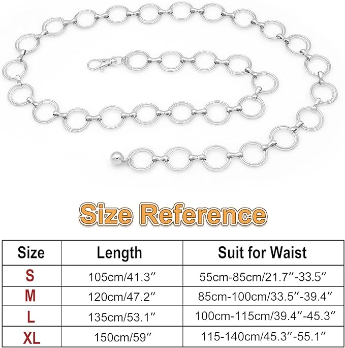 Women's Chain Belt Metal Waist Belt Chunky Belly Link Belt