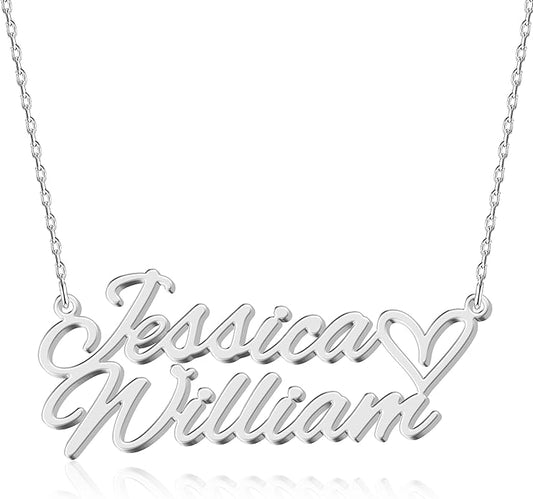 Custom Name Necklace - 925 Sterling Silver & 316 Stainless Steel, 14 Fonts & Multi-Language Options, 4 Colors, 5 Chain Styles, Personalized Gift with Premium Box