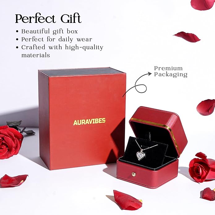 Moissanite Heart Pendant Necklace for Women, 2-Carat Real Sterling Silver Necklace Chain Engraved with 'I Love You' Ideal Anniversary or Christmas Gift for wife,Girlfriend & Mom - Heart Shaped Necklace Perfect Birthday Jewelry Gift