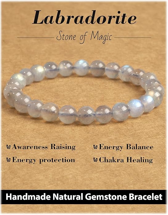 Handmade Natural Stone Beaded Stretch Bracelets,Healing Crystals Protection Bracelet,Spiritual Jewelry Gifts for Women & Men,Replacement Beads Included