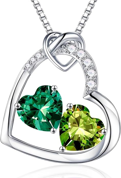 Iefil Birthstone Necklace for Women - 925 Sterling Silver Birthstone Necklace, Anniversary Birthday Gifts for Women Wife Girlfriend, Jewelry for Mom Daughter