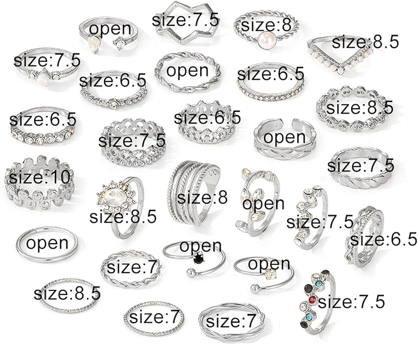 IFKM 51 Pcs Gold Knuckle Rings Set For Women Girls Vintage Stackable Joint Finger Midi Rings Dainty Cubic Zirconia Crystal Simple Twist Hollow Cute Rings Pack Jewelry Gift