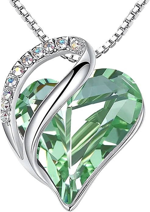 Necklaces for Women, Infinity Love Birthstone Heart Crystal Pendant, Birthday Jewelry Gifts for Her, Mom, and Wife, Silver Plated, 18 plus 2 inch Adjustable Chain