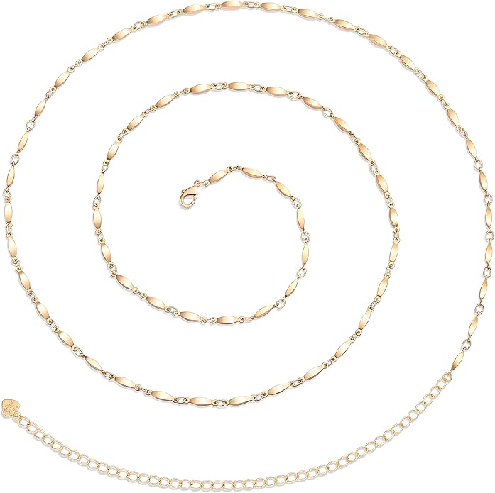 Adjustable 18k Gold Waist Chain, Beach Bikini Body Chain, Handmade Belly Chain