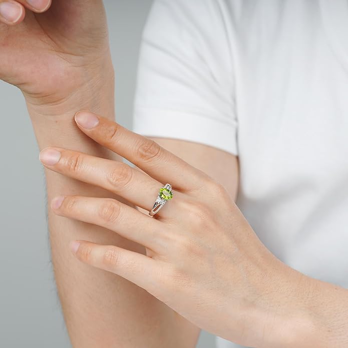 925 Sterling Silver Oval Shaped 8X6 MM Gemstone Ring Leaf Engagement Ring for Women Jewelry