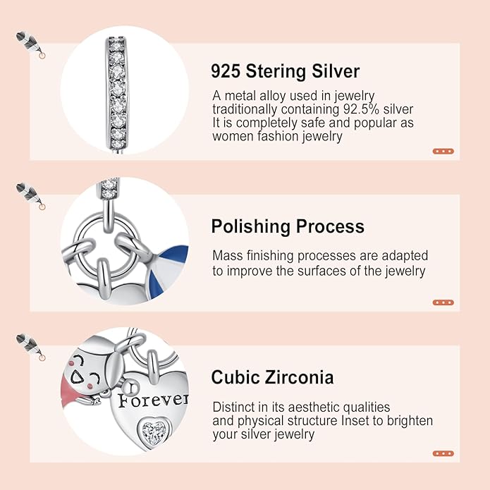 Annmors Charms for Bracelets Family Animal Safety Chains Nature Dangle for Women Bracelets & Necklace Pendant