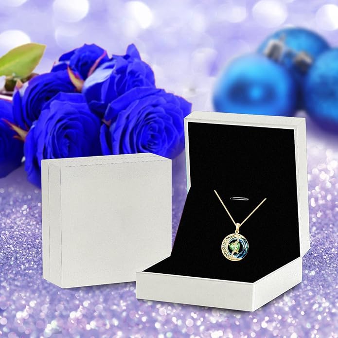 TOUPOP Birthstone Necklace 925 Sterling Silver Moon and Star Pendant with Blue Crystal Celtic Moon Jewelry Birthday Christmas Gifts for Women Mom Wife Her Daughter