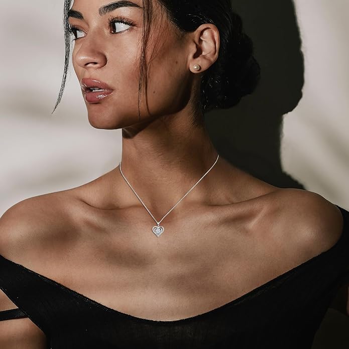 waitrose Moissanite Heart Necklace for Women Birthday Gifts for Wife S925 Sterling Silver Jewelry for Christmas Anniversary Valentine Birthday Gift for Her Girlfriend Mom